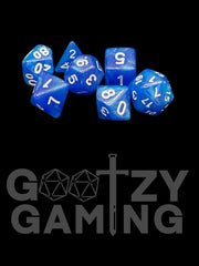 Blue Sparkle - Plastic Standard 7 Dice Set - D&D Dice - Gootzy Gaming