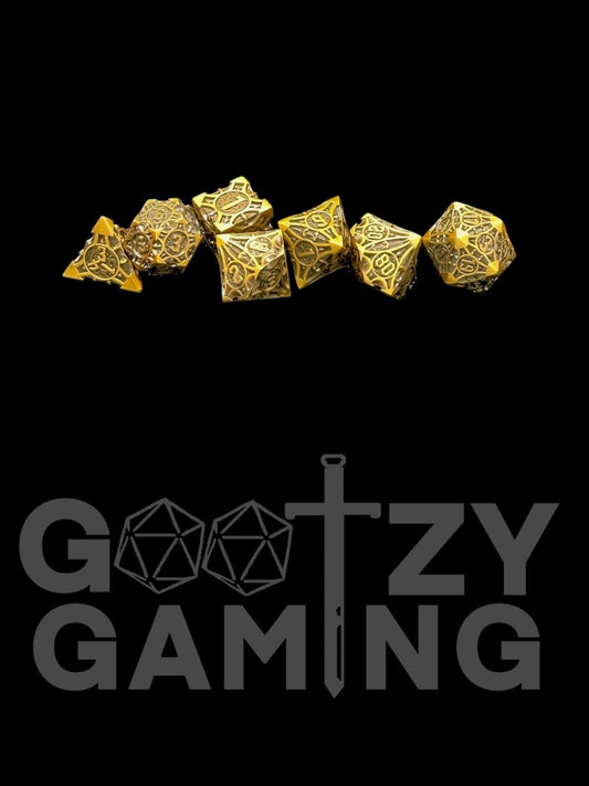 Bronze Machinations - Metal 7 Dice Set - D&D Dice - Gootzy Gaming