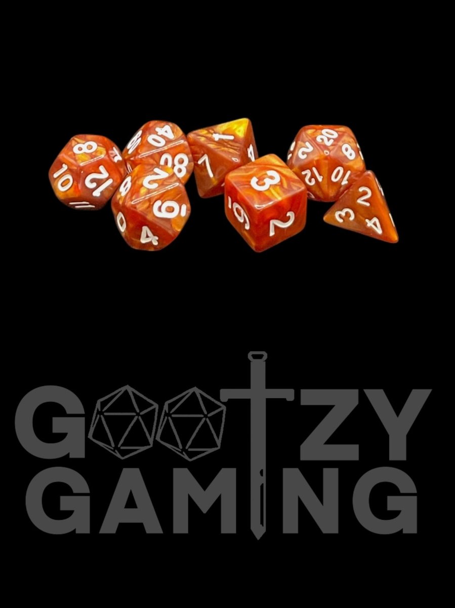 Brown Swirl - Plastic Standard 7 Dice Set - D&D Dice - Gootzy Gaming