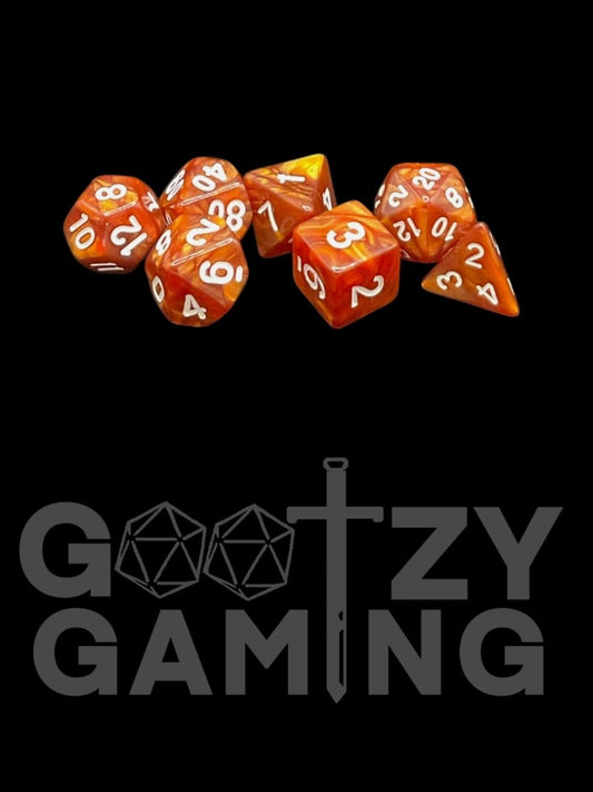 Brown Swirl - Plastic Standard 7 Dice Set - D&D Dice - Gootzy Gaming