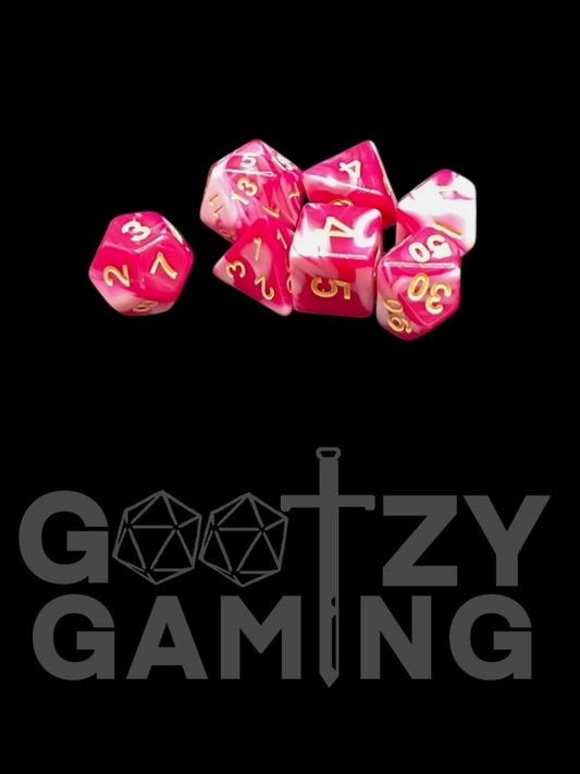 Bubblegum Swirl - Plastic Standard 7 Dice Set - D&D Dice - Gootzy Gaming
