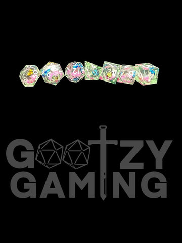 Butterfly Bliss - Liquid Core 7 Dice Set - D&D Dice - Gootzy Gaming