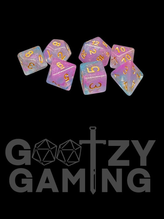 Candy Sparkle - Plastic Standard 7 Dice Set - D&D Dice - Gootzy Gaming