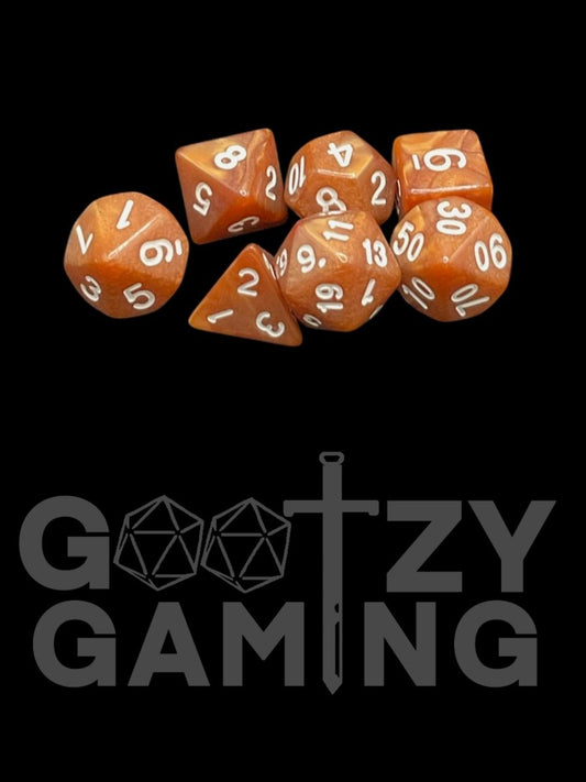 Caramel Swirl - Plastic Standard 7 Dice Set - D&D Dice - Gootzy Gaming