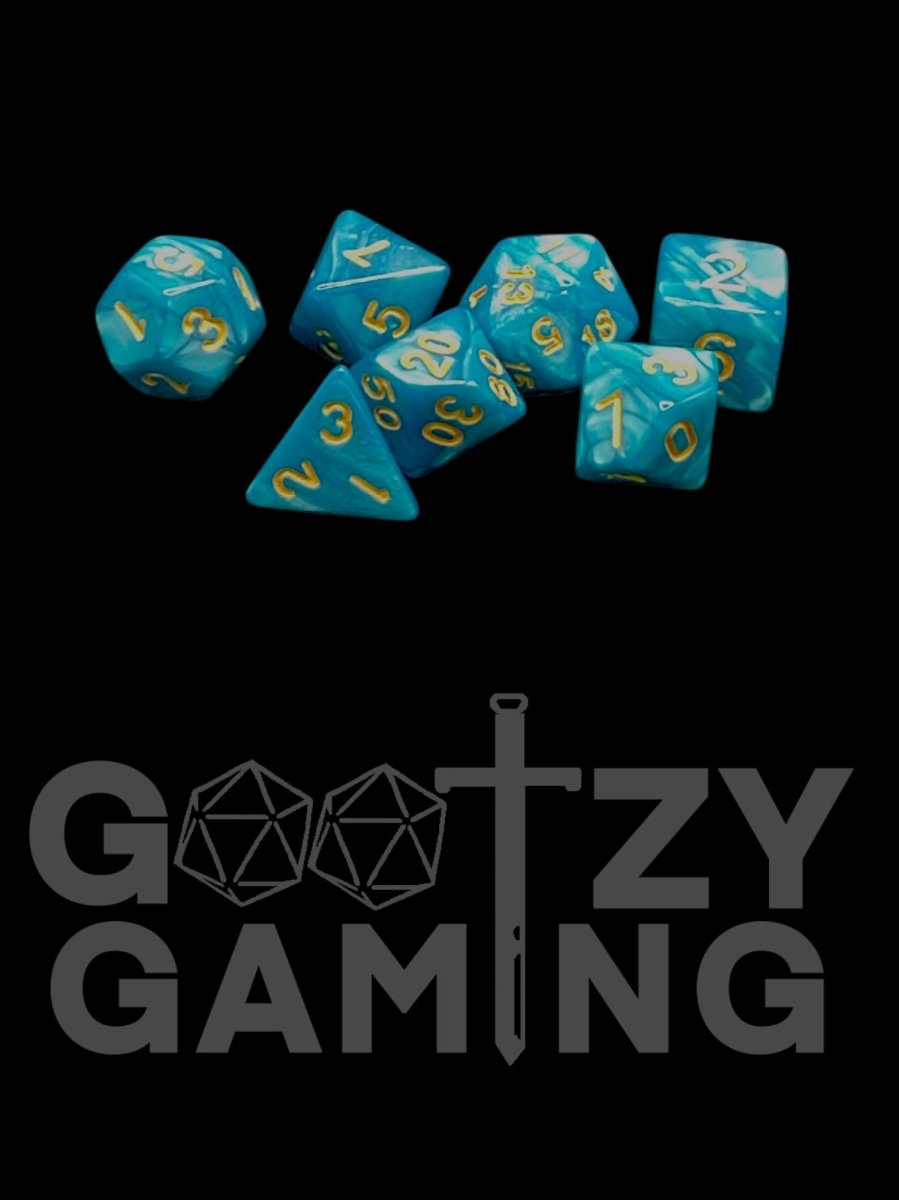 Caribbean Swirl - Plastic Standard 7 Dice Set - D&D Dice - Gootzy Gaming
