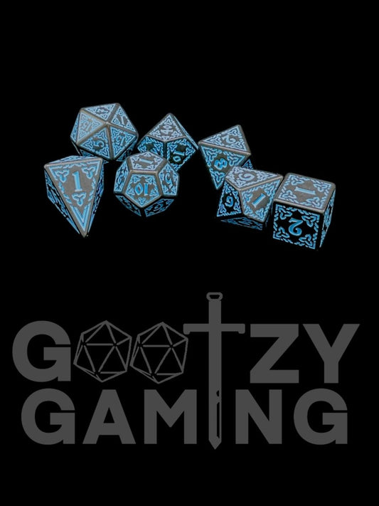 Celtic Blue - Plastic Standard 7 Dice Set - D&D Dice - Gootzy Gaming