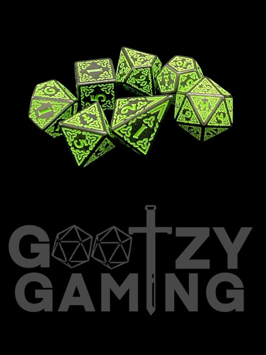 Celtic Green - Plastic Standard 7 Dice Set - D&D Dice - Gootzy Gaming