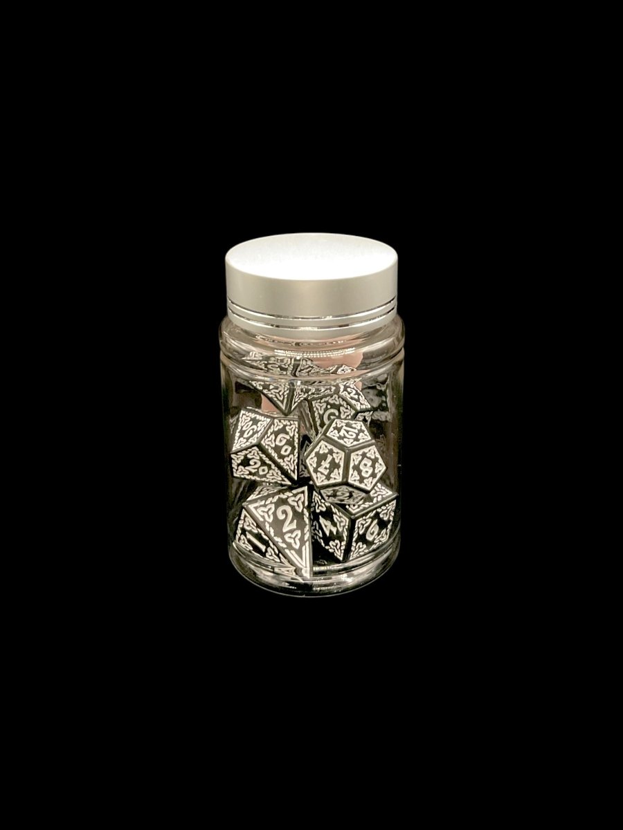 Celtic White - Plastic Standard 7 Dice Set - D&D Dice - Gootzy Gaming