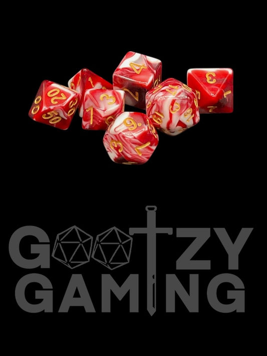 Cherry Swirl - Plastic Standard 7 Dice Set - D&D Dice - Gootzy Gaming