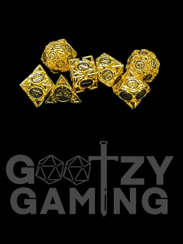Clever Devices Gold - Hollow Metal 7 Dice Set - D&D Dice - Gootzy Gaming