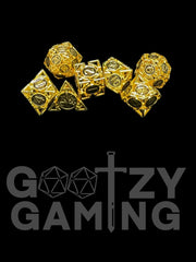 Clever Devices Gold - Hollow Metal 7 Dice Set - D&D Dice - Gootzy Gaming