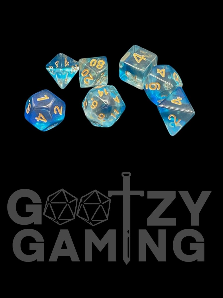 Crystal Waters - Plastic Standard 7 Dice Set - D&D Dice - Gootzy Gaming