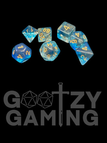 Crystal Waters - Plastic Standard 7 Dice Set - D&D Dice - Gootzy Gaming