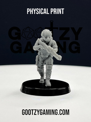 a toy figurine of a man holding a gun