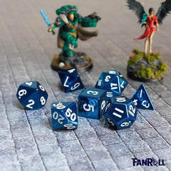 D&D Dice: 16 mm Metal 7 Dice Set - Blue - Gootzy Gaming