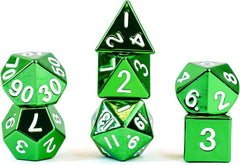 D&D Dice: 16 mm Metal 7 Dice Set - Green - Gootzy Gaming