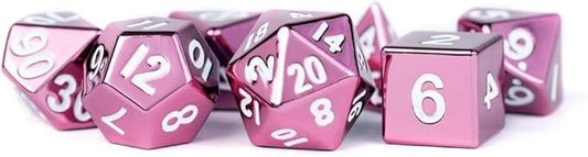 D&D Dice: 16 mm Metal 7 Dice Set - Pink - Gootzy Gaming