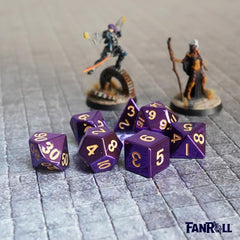D&D Dice: 16 mm Metal 7 Dice Set - Purple - Gootzy Gaming