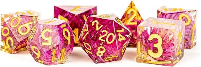 D&D Dice: 16 mm Sharp Edge Resin 7 Dice Set - Thousand Day Red - Gootzy Gaming