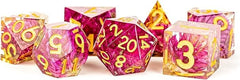 D&D Dice: 16 mm Sharp Edge Resin 7 Dice Set - Thousand Day Red - Gootzy Gaming