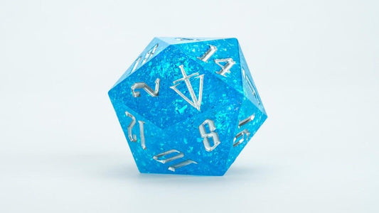 D&D Dice: 35 mm Tales of the Valiant D20 - Blue/Silver - Gootzy Gaming