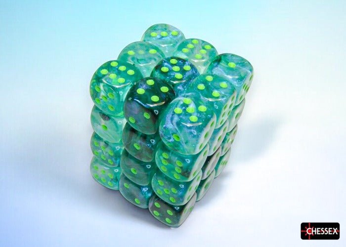 Dice Block: 12 mm, 36 D6 Dice Set - Borealis (Kelp/Light Green) - Gootzy Gaming