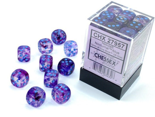 Dice Block: 12 mm, 36 D6 Dice Set - Nebula Luminary Nocturnal/Blue - Gootzy Gaming