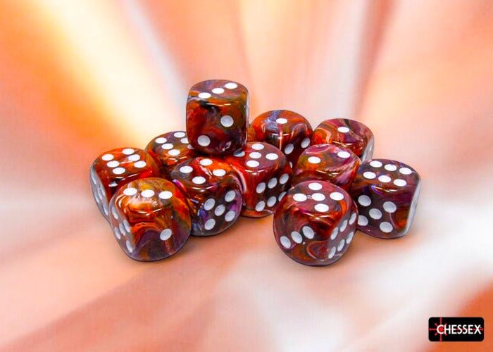 Dice Block: 16 mm, 12 D6 Dice Set - Festive (Symphony/White) - Gootzy Gaming