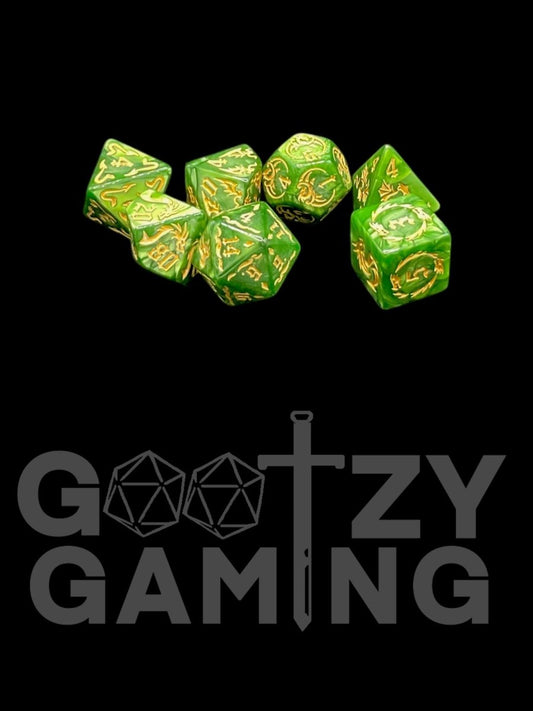 Draconic Green - Plastic Standard 7 Dice Set - D&D Dice - Gootzy Gaming