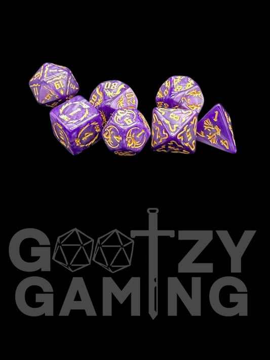 Draconic Purple - Plastic Standard 7 Dice Set - D&D Dice - Gootzy Gaming