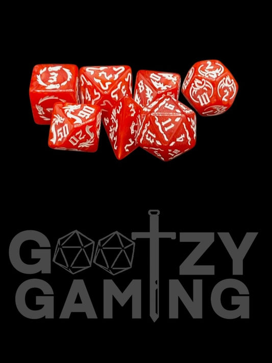 Draconic Red - Plastic Standard 7 Dice Set - D&D Dice - Gootzy Gaming