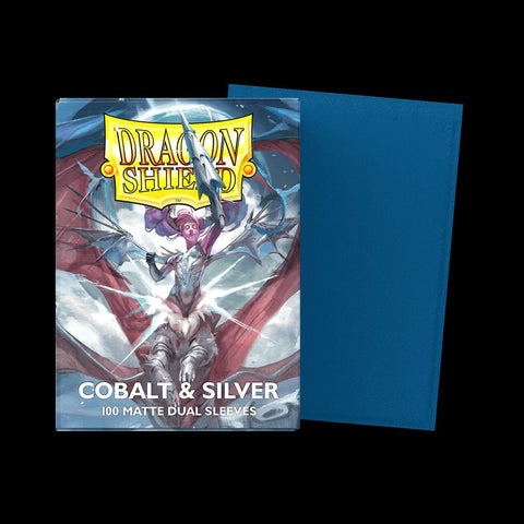Dragon Shield Dual Matte Card Sleeves - Cobalt & Silver - Gootzy Gaming