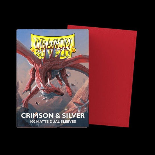 Dragon Shield Dual Matte Card Sleeves - Crimson & Silver - Gootzy Gaming