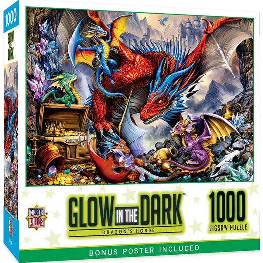 Dragon's Hoard 1000 Piece Glow in the Dark Puzzle - Gootzy Gaming
