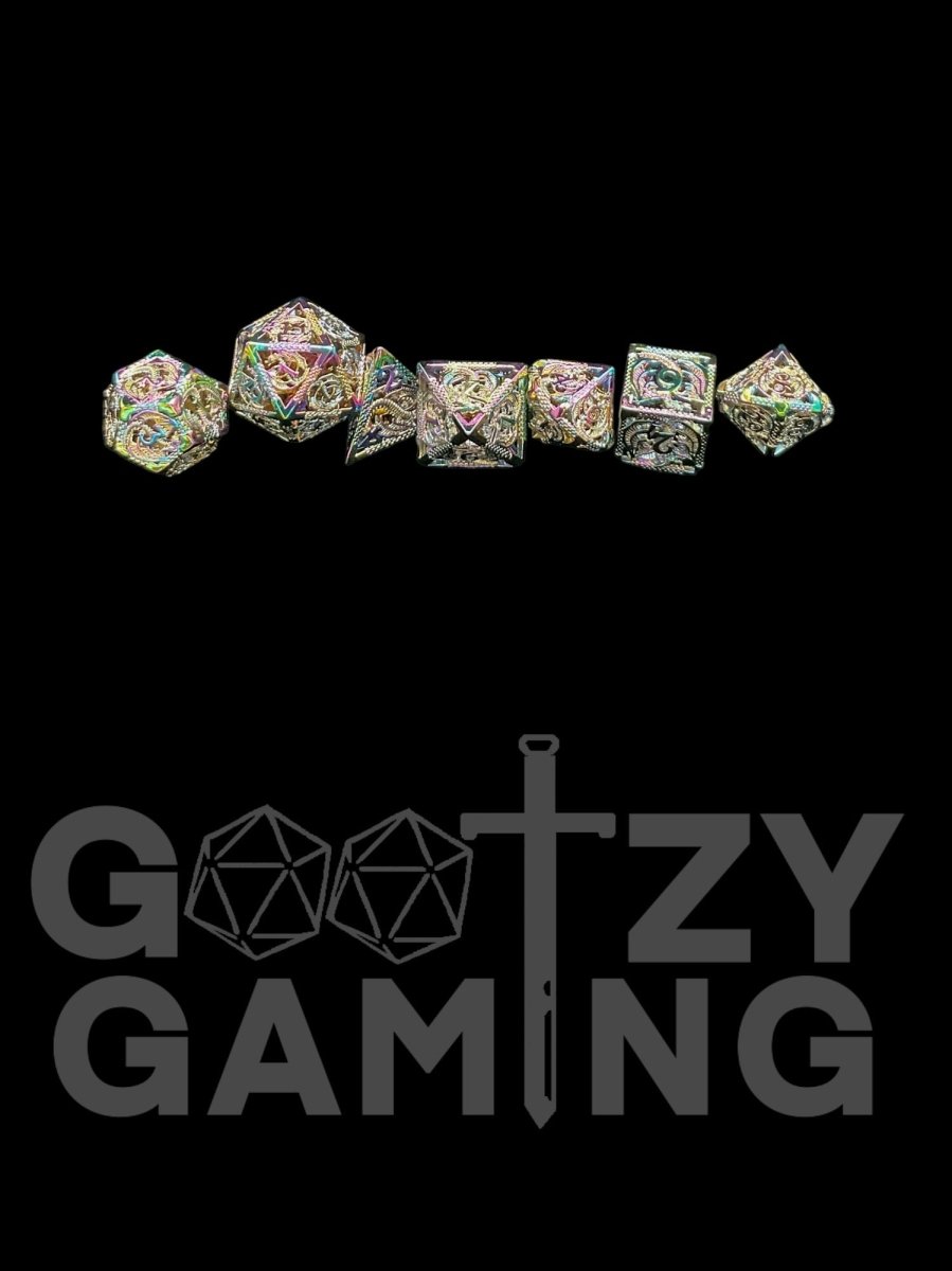 Dragon's Magic - Hollow Metal 7 Dice Set - D&D Dice - Gootzy Gaming