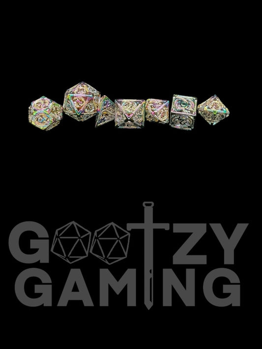 Dragon's Magic - Hollow Metal 7 Dice Set - D&D Dice - Gootzy Gaming
