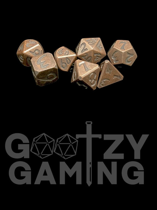 Etched Rust - Metal 7 Dice Set - D&D Dice - Gootzy Gaming