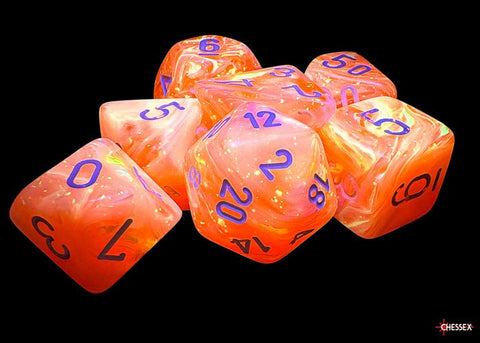 Festive Dahlia/White - Luminary Mega - hedral 7 Die Set - D&D Dice - Gootzy Gaming