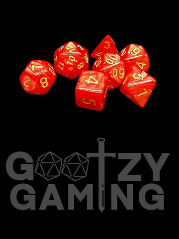 Flame Swirl - Plastic Standard 7 Dice Set - D&D Dice - Gootzy Gaming