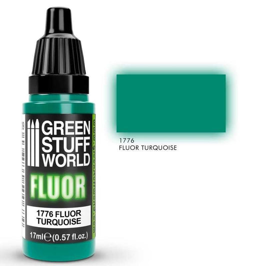 FLUOR Turquoise - Acrylic Fluorescent Paint - Green Stuff World - 17 mL dropper bottle - Gootzy Gaming