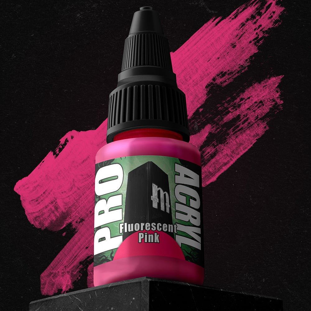 Fluorescent Pink - Premium Matte Acrylic Miniatures Paint - Monument Hobbies - 22 mL Dropper Bottle - Gootzy Gaming