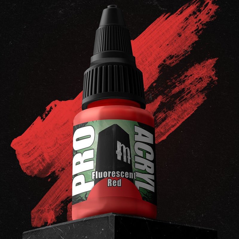 Fluorescent Red - Premium Matte Acrylic Miniatures Paint - Monument Hobbies - 22 mL Dropper Bottle - Gootzy Gaming