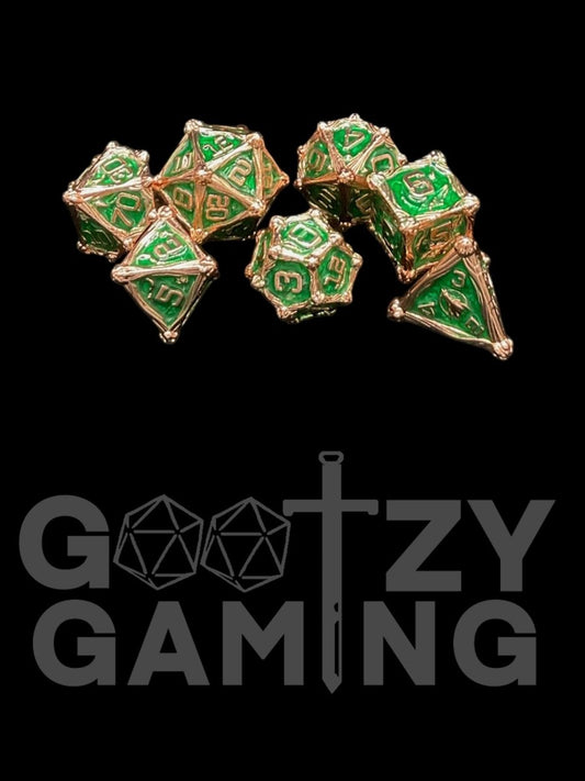 Framed Draconic - Metal 7 Dice Set - D&D Dice - Gootzy Gaming