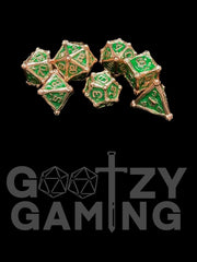 Framed Draconic - Metal 7 Dice Set - D&D Dice - Gootzy Gaming