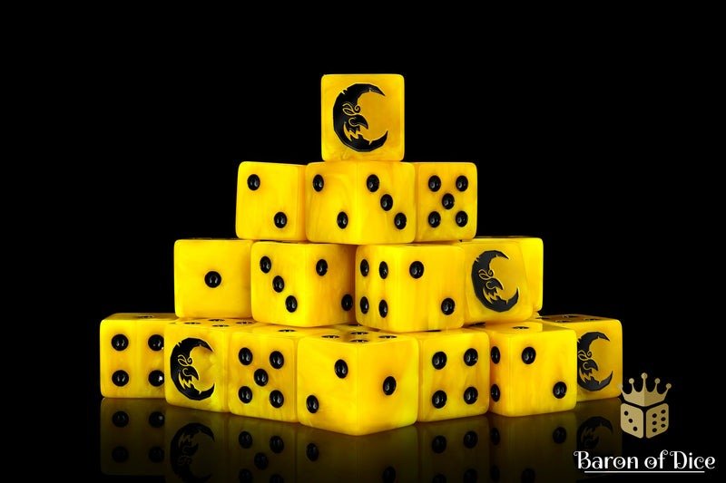 Full Moon - Hand Crafted Resin 25 Round Square Dice Set - Gootzy Gaming