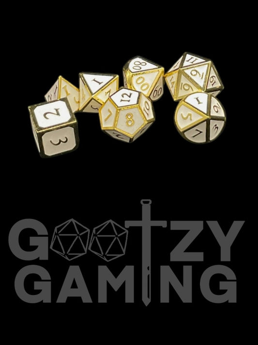 Gilded Teacup - Metal 7 Dice Set - D&D Dice - Gootzy Gaming