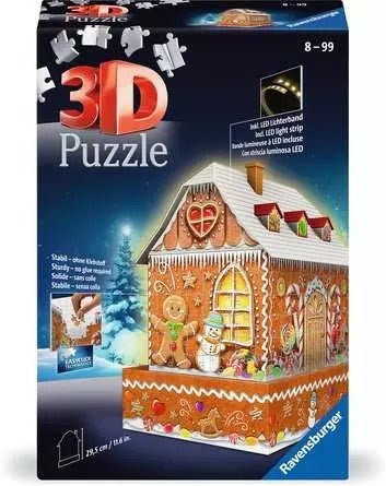 Gingerbread House 216 Piece 3D Puzzle - Night Edition - Gootzy Gaming