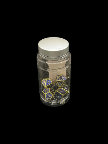 Gold and Blue Shimmer - Metal 7 Dice Set - D&D Dice - Gootzy Gaming