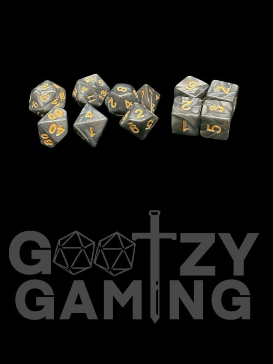 Gorgon Swirl - Plastic Expanded 11 Dice Set - D&D Dice - Gootzy Gaming