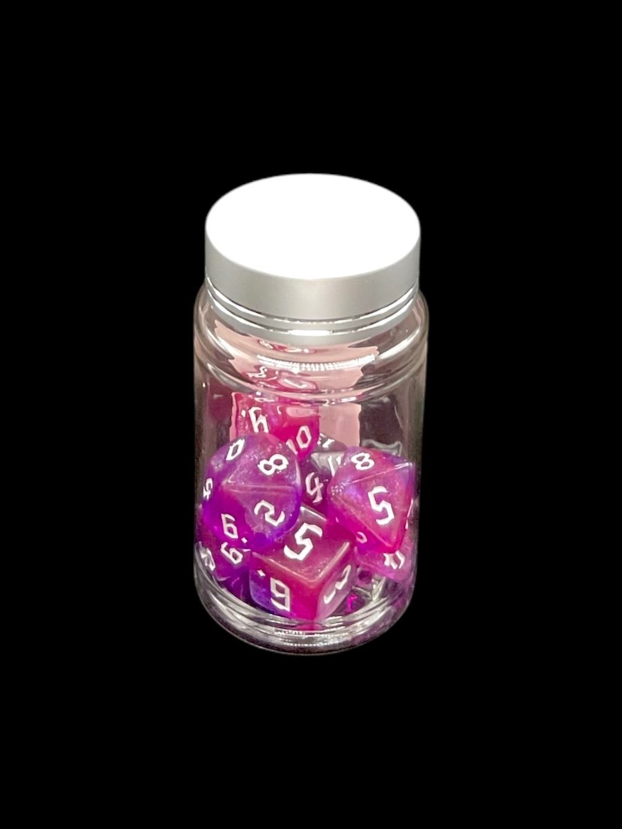 Gothic Spark Purple Pink - Plastic Standard 7 Dice Set - D&D Dice - Gootzy Gaming